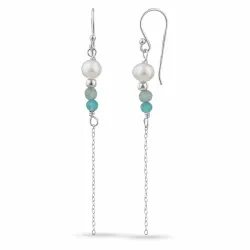 gröna agat kedja örhängen i silver - Loom Stones