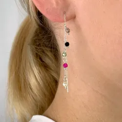 multifärgade sten kedja örhängen i silver - Loom Stones