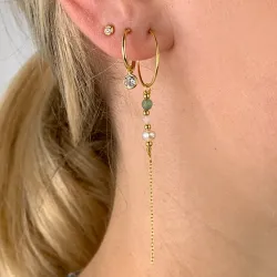 gröna agat kedja örhängen i förgyllt silver - Loom Stones