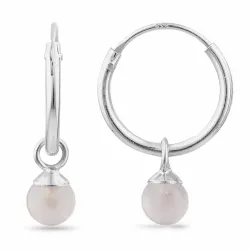 12 mm rosa kvarts creol i silver - Loom Stones