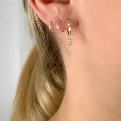 12 mm rosa kvarts creol i silver - Loom Stones