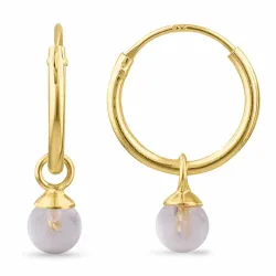 12 mm rosa kvarts creol i förgyllt silver - Loom Stones