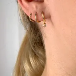 12 mm rosa kvarts creol i förgyllt silver - Loom Stones