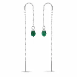 smaragd glas kedja örhängen i silver - Loom Stones