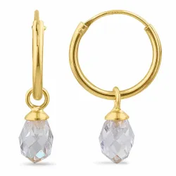 12 mm vita zirkon creol i förgyllt silver - Loom Stones