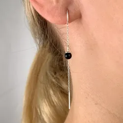 svarta onyxer kedja örhängen i silver - Loom Stones