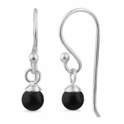 svarta onyxer ear lines i silver - Loom Stones