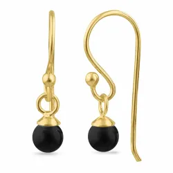 svarta onyxer ear lines i förgyllt silver - Loom Stones