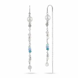 långa pärla kedja örhängen i silver - Loom Stones