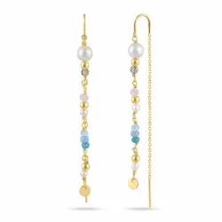 pärla kedja örhängen i förgyllt silver - Loom Stones