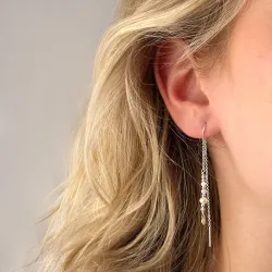 långa pärla kedja örhängen i silver - Loom Stones