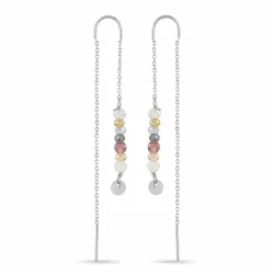 långa multifärgade kedja örhängen i silver