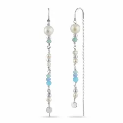 långa pärla kedja örhängen i silver - Loom Stones