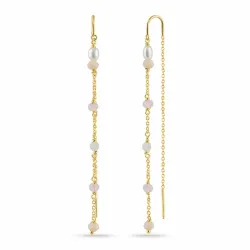 långa rosa kedja örhängen i förgyllt silver - Loom Stones