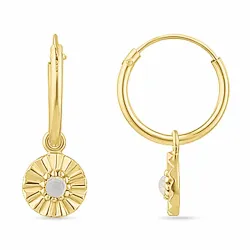 12 mm månsten creol i förgyllt silver