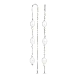 långa pärla kedja örhängen i silver