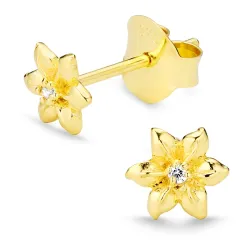 blommor zirkon örhängen i förgyllt silver