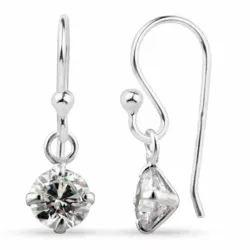 Långa rund zirkon örhängen i silver