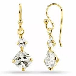 Långa fyrkantigt zirkon örhängen i förgyllt silver