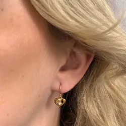 långa hjärtan zirkon örhängen i förgyllt silver