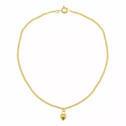 Fotlänk  i förgyllt silver med hjärthängen i förgyllt silver