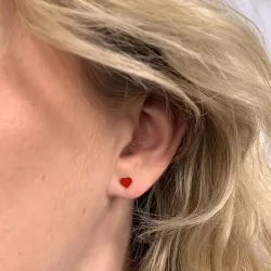 Hjärta röda örhängen i silver