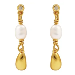 Hultquist Pebble petite örhängen i förgyllt silver vit zirkon