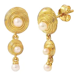 Hultquist Shelly double pärla örhängen i förgyllt silver