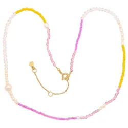 Hultquist Pink Rainbow halsband i förgyllt silver