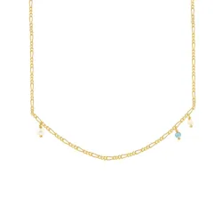 Hultquist halskedja med berlocker i förgyllt silver ljusblå sten