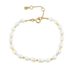 Hultquist Pastel pearl pärla armband i förgyllt silver