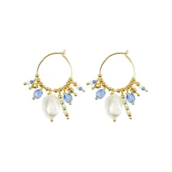 Hultquist Ocean creol i förgyllt silver ljusblå sten