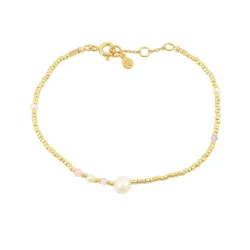 Hultquist Maya pärla armband i förgyllt silver färgat sten