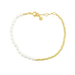 Hultquist Ella plain pärla armband i förgyllt silver