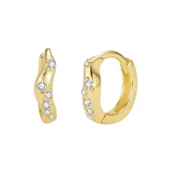 Nava Ara creol i förgyllt silver vit zirkon