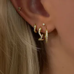 Nava Ara creol i förgyllt silver vit zirkon