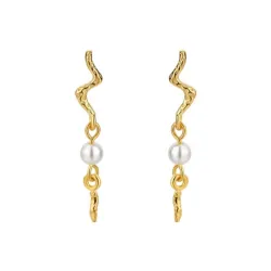 Nava Aquarius pärla örhängen i förgyllt silver