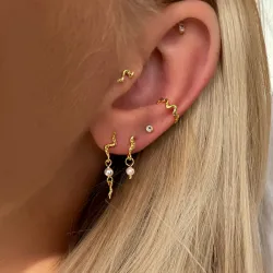 Nava Aquarius pärla örhängen i förgyllt silver