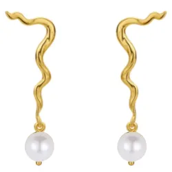 Nava Peony pärla örhängen i förgyllt silver