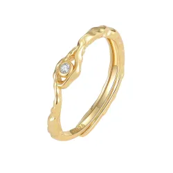 Nava Osiris justerbar ring i förgyllt silver vit zirkon