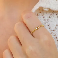 Nava Osiris justerbar ring i förgyllt silver vit zirkon