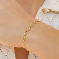 Nava Akhen armband i förgyllt silver vit zirkon