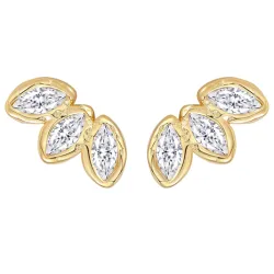 Nava Hepa blad örhängen i förgyllt silver vit zirkon