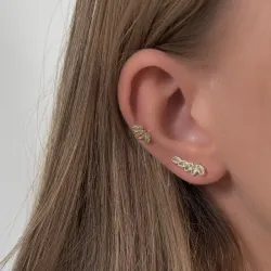 Nava Hepa blad örhängen i förgyllt silver vit zirkon