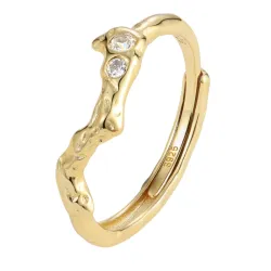 Nava Samui justerbar ring i förgyllt silver vit zirkon