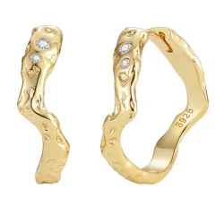 Nava Elei creol i förgyllt silver vit zirkon