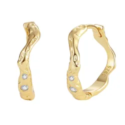 Nava Saba creol i förgyllt silver vit zirkon