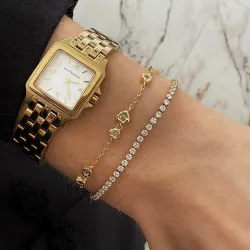 Nava Nalaya armband i förgyllt silver vit zirkon
