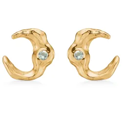 Studio Z Lunar gröna zirkon örhängestift i förgyllt silver