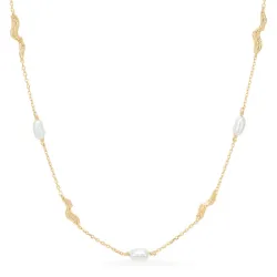 Studio Z Tangled pärla halsband i förgyllt silver